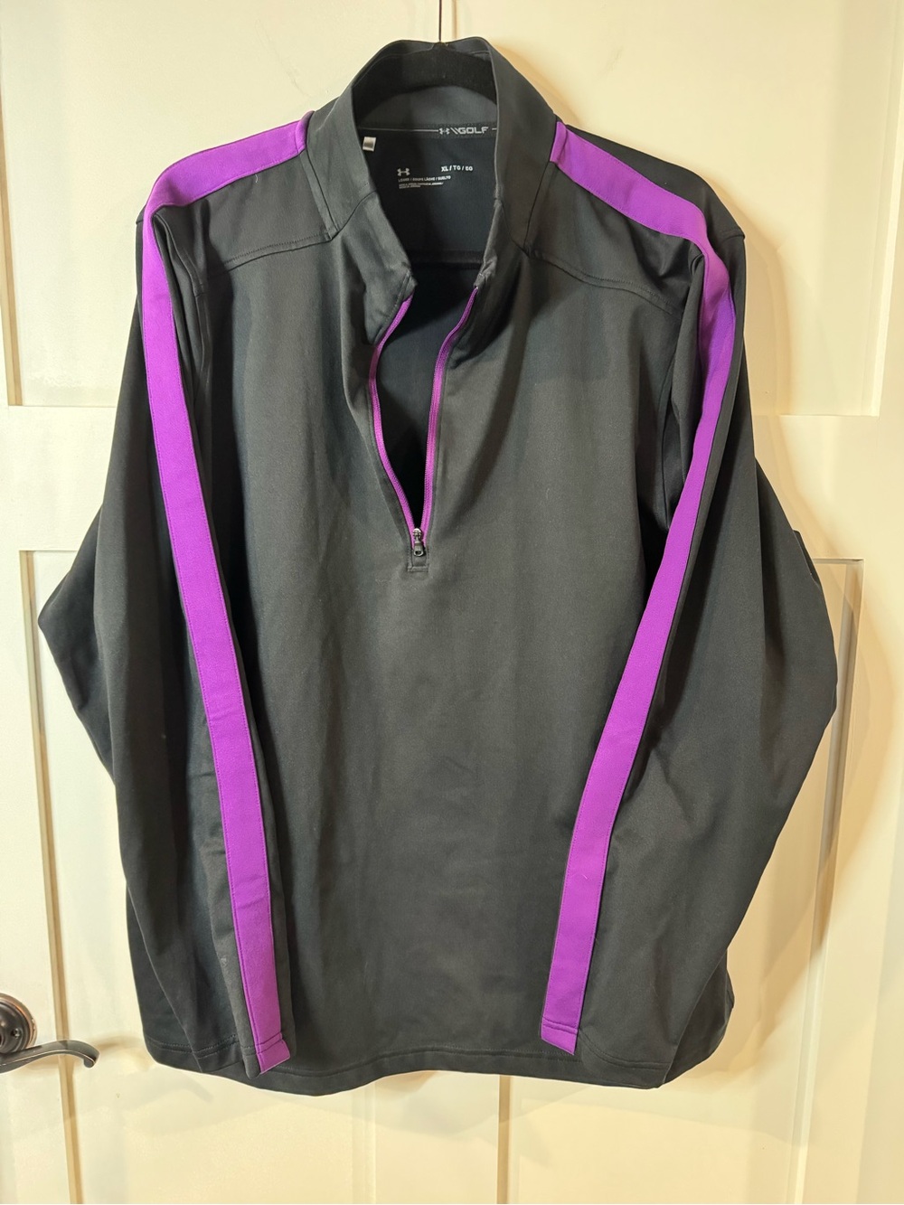 Under Armour Black Performance Quarter-Zip with Purple Shoulder & Sleeve Stripes